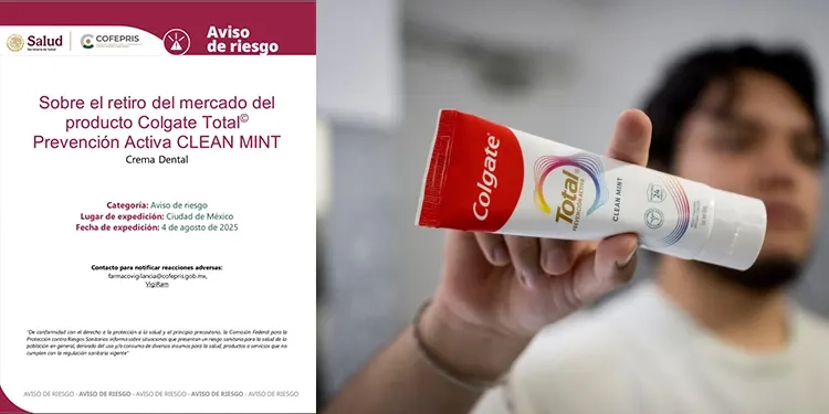 Exhorta Coepriso a comerciantes al retiro inmediato del mercado de crema dental Colgate Total©️ Prevención Activa CLEAN MINT